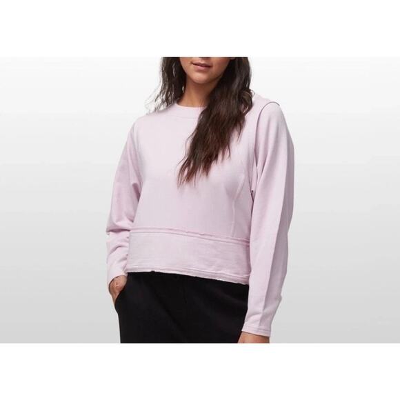 Free people inspire crop tee sweatshirt womens XS. Lavender, raw edge seaming - Picture 3 of 12